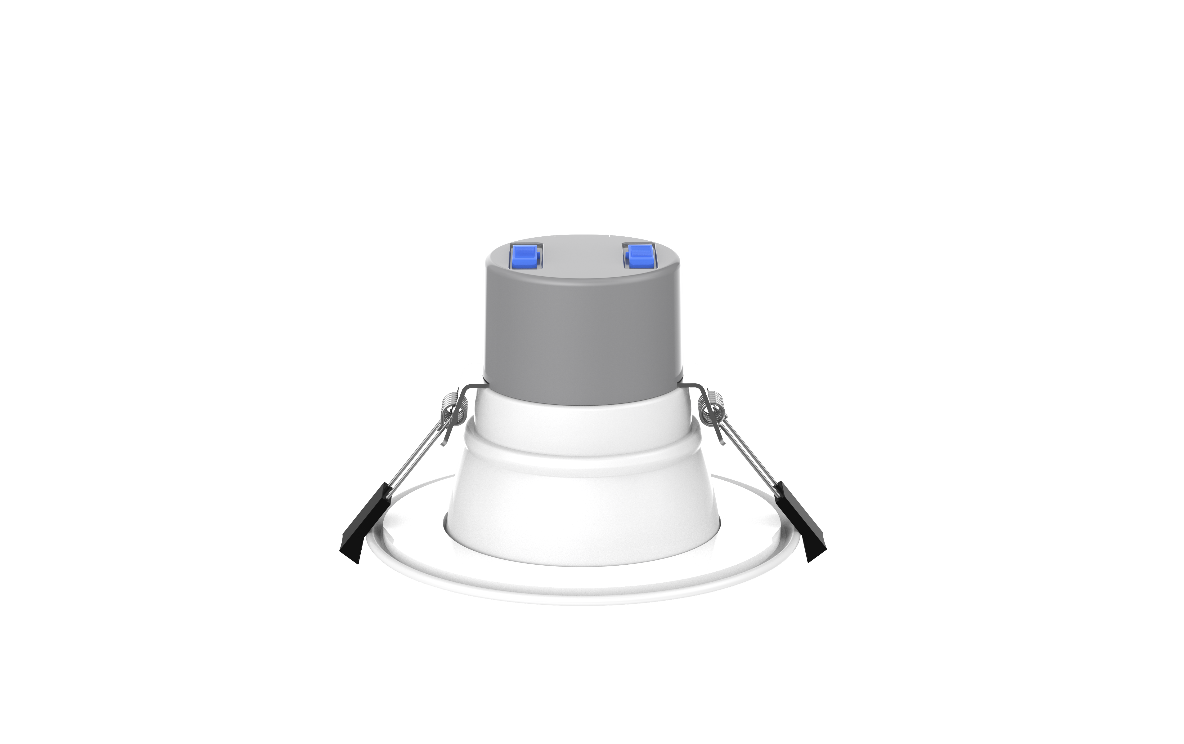 GV FlexCan 4-inch recessed can light with a white aluminum trim. Features adjustable power (6W-16W) and selectable color temperature (2700K-5000K). Offers 80-degree beam angle, high CRI, and 0-10V dimmable functionality. Suitable for commercial applications with an IP54 rating for damp locations. Recessed can lights are also known as disc lights and high hats.