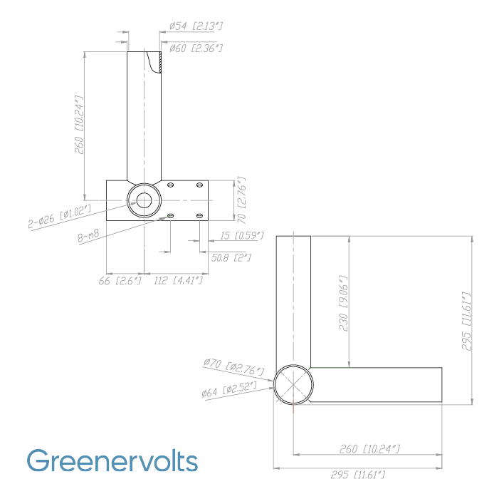 GV Spoke Bracket with 2 Horizontal Arms at 90 Degrees