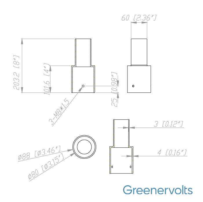 GV Tenon Adapter for 3 in. Round Poles