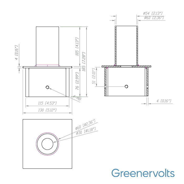 Square pole tenon adapter