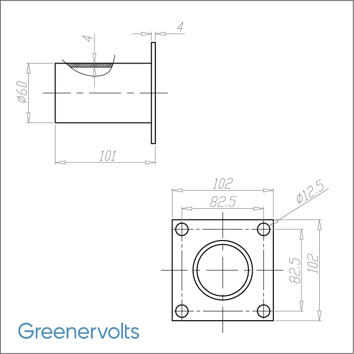 Wall mount tenon diagram