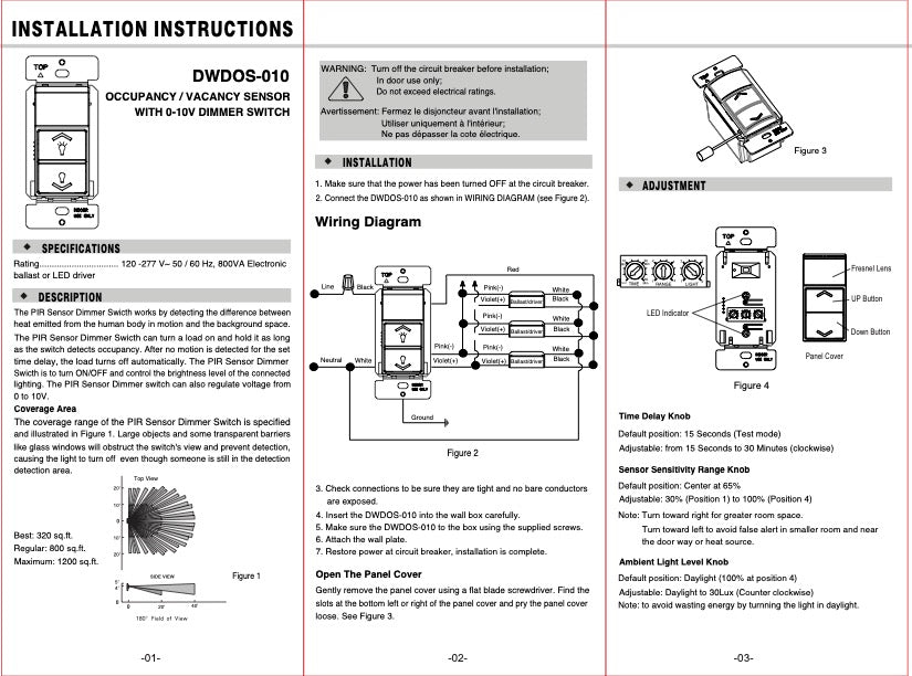 Occupancy and Dimmer Wall Switch